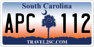 SC license plate APC112