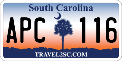 SC license plate APC116