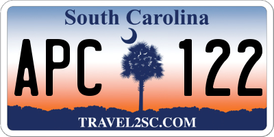 SC license plate APC122
