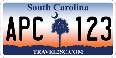 SC license plate APC123