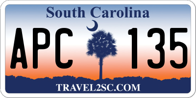 SC license plate APC135