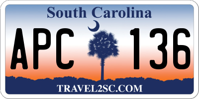 SC license plate APC136
