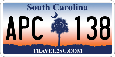 SC license plate APC138