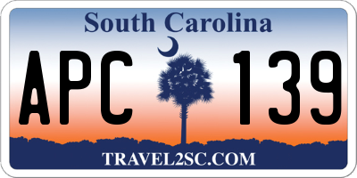 SC license plate APC139