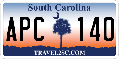 SC license plate APC140