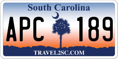 SC license plate APC189