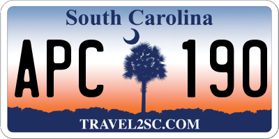 SC license plate APC190