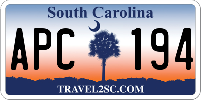 SC license plate APC194