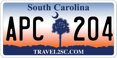 SC license plate APC204