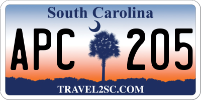 SC license plate APC205