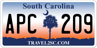 SC license plate APC209