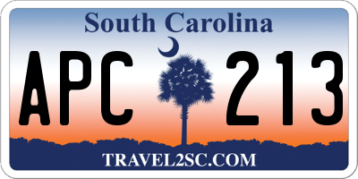 SC license plate APC213