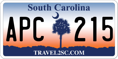 SC license plate APC215