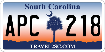 SC license plate APC218