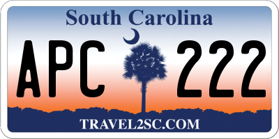 SC license plate APC222