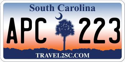 SC license plate APC223
