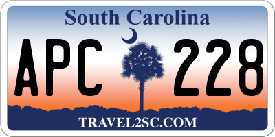 SC license plate APC228