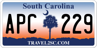 SC license plate APC229