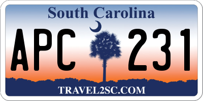 SC license plate APC231