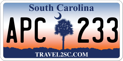 SC license plate APC233