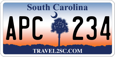 SC license plate APC234