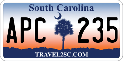 SC license plate APC235