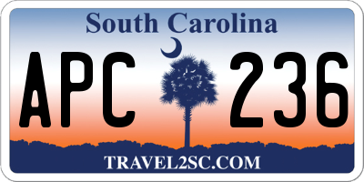 SC license plate APC236