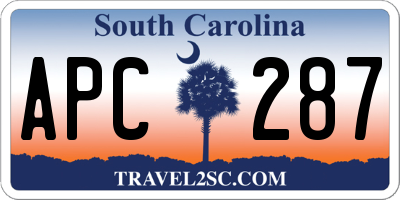 SC license plate APC287