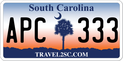 SC license plate APC333