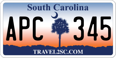 SC license plate APC345