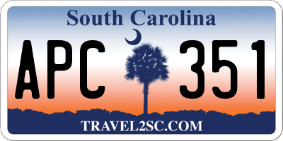 SC license plate APC351