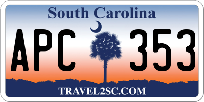 SC license plate APC353