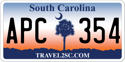 SC license plate APC354