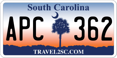 SC license plate APC362