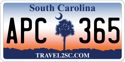 SC license plate APC365