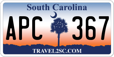 SC license plate APC367