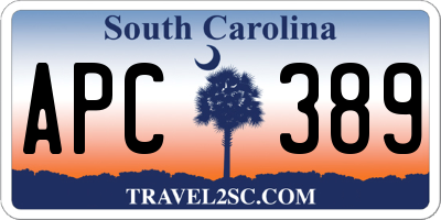 SC license plate APC389