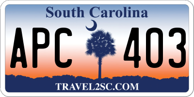 SC license plate APC403