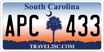 SC license plate APC433