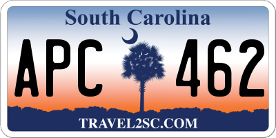 SC license plate APC462