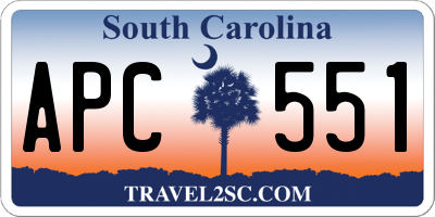 SC license plate APC551