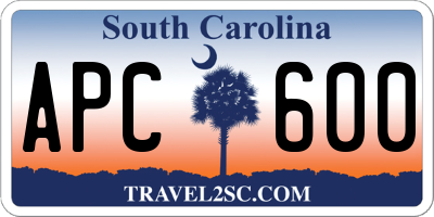 SC license plate APC600