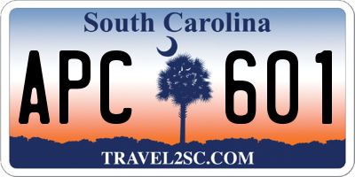 SC license plate APC601