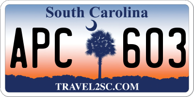SC license plate APC603