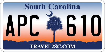 SC license plate APC610