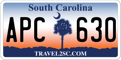 SC license plate APC630