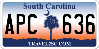 SC license plate APC636