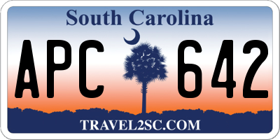 SC license plate APC642