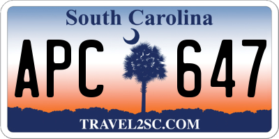 SC license plate APC647