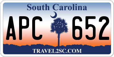 SC license plate APC652